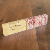 Hart en zijn bloedvaten, medisch perkament rood naambordje (Zijkant)