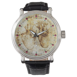 Hart en zijn bloedvaten perkament bruin sepia horloge