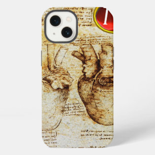 Hart en zijn bloedvaten perkament gem monogram iPhone 13 hoesje