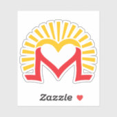 Hart en Zon M letter Symbool van Liefde Sticker (Vel)