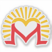 Hart en Zon M letter Symbool van Liefde Sticker (Voorkant)