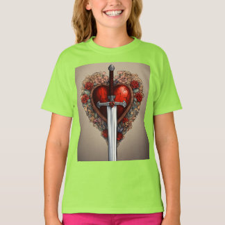 Hart en zwaard grafisch T-shirt