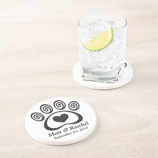 Hart- en zwembad printsteen Onderzetter bruiloft (Zijkant)