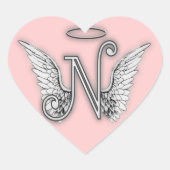 Hart Engel Vleugels Monogram Sticker (Voorkant)