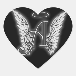 Hart Engel Vleugels Monogram Sticker