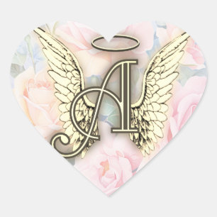 Hart Engel Vleugels Monogram Sticker