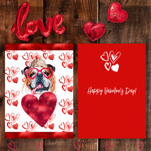 Hart Engels Bulldog Hond Liefhebber Valentijns Cad Feestdagenkaart