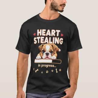 Hart Engelse Bulldog Hond Grappig Cadeau Bulldog P T-shirt