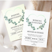 Hart Eucalyptus bruiloft uitnodiging