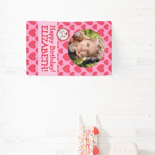 Hart Fairy Roze Meisjes Foto Verjaardag Party Bann Spandoek (Insitu)