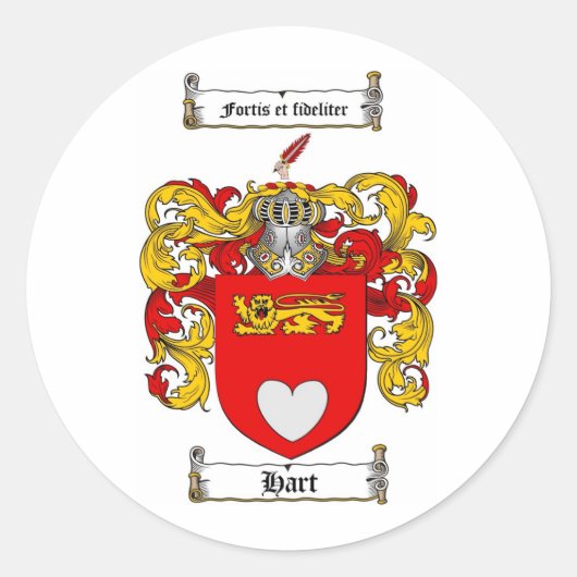 HART FAMILY CREST - HART WAPEN RONDE STICKER (Voorkant)