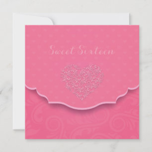 Hart Filigraan Sweet Sixteen Uitnodiging