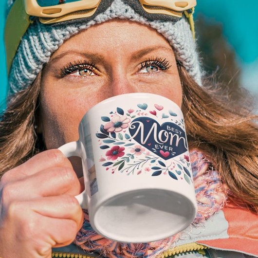 hart Floral 2 foto beste mam ooit Koffiemok