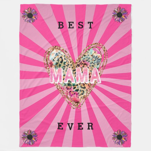 Hart Floral mam aanpassen Fleece Deken (Voorkant)