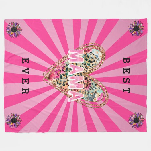 Hart Floral mam aanpassen Fleece Deken (Voorkant (Horizontaal))