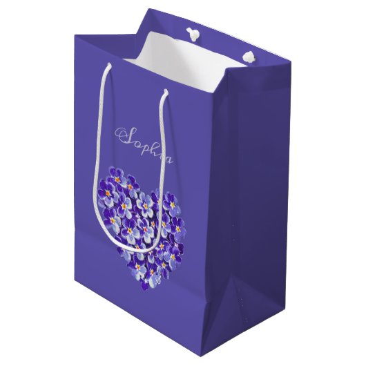  hart Floral Wreath Specialized Paars  Medium Cadeauzakje (Voorkant Gekanteld)