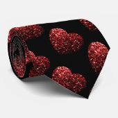 Hart fonkelt patroon rood zwart Valentijn 2 kanten Stropdas (Opgerold)