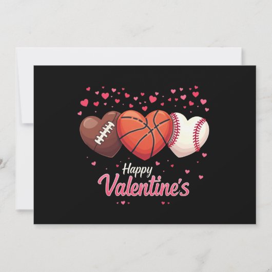 Hart Football Basketbal Basketbal Valentijnsdag Kaart (Voorkant)