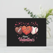 Hart Football Basketbal Basketbal Valentijnsdag Kaart (Staand voorkant)