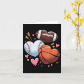 Hart Football Basketbal Basketbal Valentijnsdag Kaart (Gele Bloem)