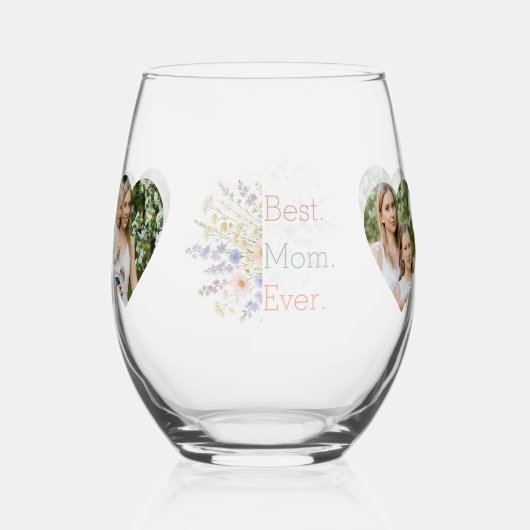 Hart Foto & Bloemen Ontwerp - Perfect Moederdag Wijnglas Zonder Voet (Voorkant)