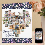 Hart Foto Collage 36 Pic Hearts Any Age Birthday Kaart<br><div class="desc">De de verjaardagskaart van de Foto van het hart, geschikt voor om het even welke leeftijd, die u met tot 36 verschillende foto's kunt personaliseren. U kunt de naam van de verjaardagspersoon op de voorzijde en uw douanebericht binnen ook toevoegen. De hartvormige fotocollage bestaat uit verticale, landschaps- en vierkante afbeeldingen....</div>