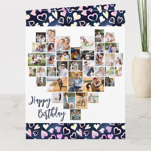 Hart Foto Collage 36 Pic Hearts Any Age Birthday Kaart (Voorkant)