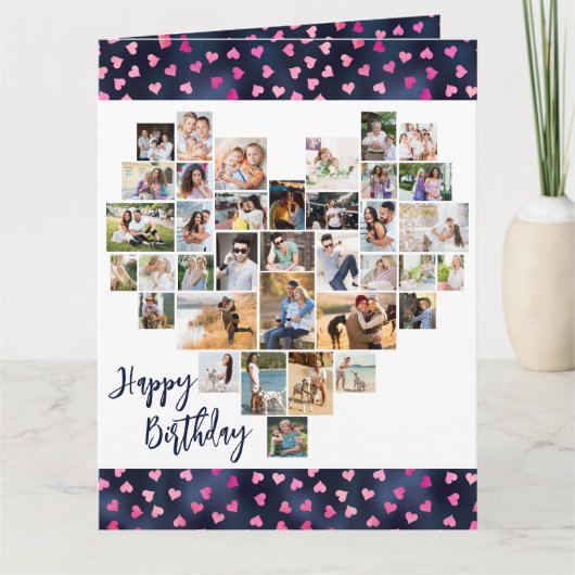 Hart Foto Collage 36 Pic Love Hearts Birthday Kaart (Voorkant)
