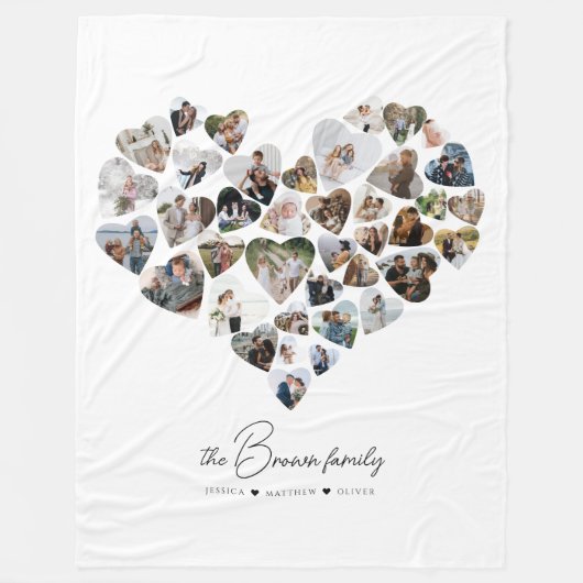 Hart Foto Collage 39 Foto's Valentijnsdag Fleece Deken (Voorkant)