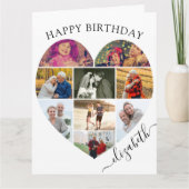Hart Foto Collage 9 Afbeelding Script Naam Verjaar Kaart (Voorkant)