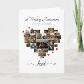 Hart Foto Collage Bruiloft Jubileum Kaart (Voorkant)