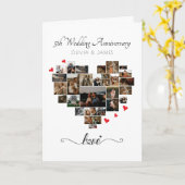 Hart Foto Collage Bruiloft Jubileum Kaart (Gele Bloem)