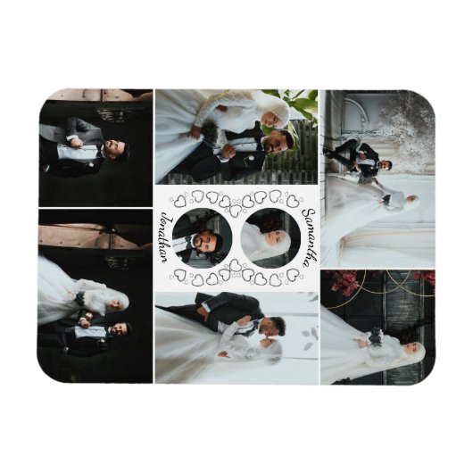 Hart Foto Collage bruiloft Keepsake Magneet (Horizontaal)