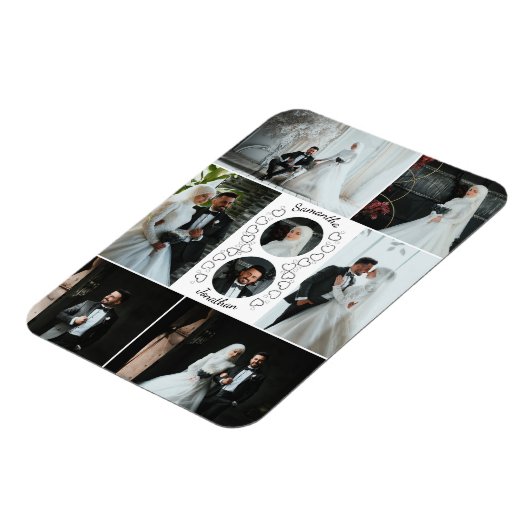 Hart Foto Collage bruiloft Keepsake Magneet (Linkerzijde)