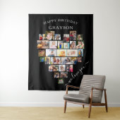 Hart Foto Collage Gefeliciteerd Persoonlijk Wandkleed (In situ)