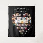 Hart Foto Collage Gefeliciteerd Persoonlijk Wandkleed (Voorkant)