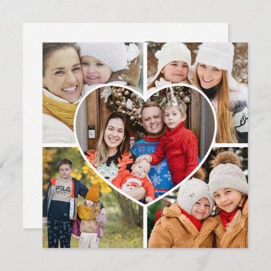 Hart Foto Collage Handgeschreven Blij en Stralend Feestdagenkaart (Voorkant / Achterkant)