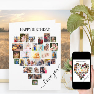 Hart Foto Collage Love Script Birthday Kaart