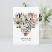 Hart Foto Collage Paar Bruiloft Save The Date (Staand voorkant)