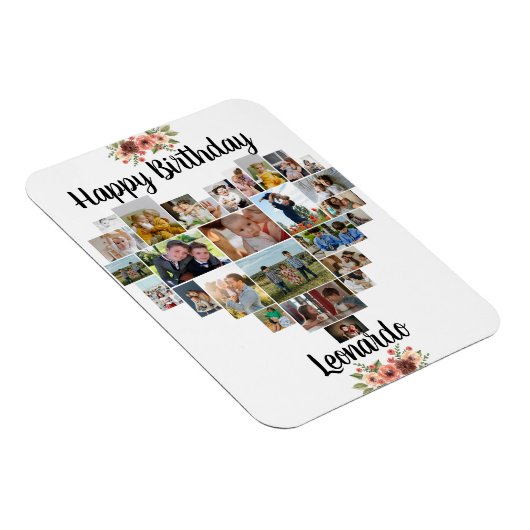 Hart Foto Collage Persoonlijk Manuscript Dag Magneet (Rechterzijde)