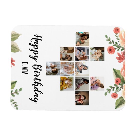 Hart Foto Collage Persoonlijk Manuscript Dag Magneet (Horizontaal)