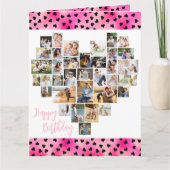 Hart Foto Collage Pink Love Heart Birthday Kaart (Voorkant)
