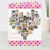 Hart Foto Collage Pink Love Hearts Jubileum Kaart (Voorkant)