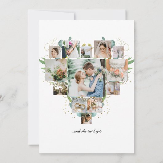 Hart Foto Collage Romantisch Paar Bruiloft Kaart (Voorkant)