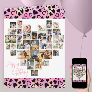 Hart Foto Collage Roze Harten Verjaardag Elke Leef Kaart