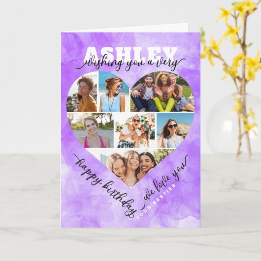 Hart Foto Collage Verjaardag Kaart – Liefdevolle G (Gele Bloem)