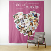 Hart Foto Collage Wil je met me trouwen Roze Wandkleed (In situ)