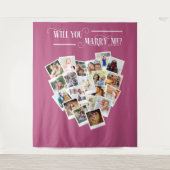 Hart Foto Collage Wil je met me trouwen Roze Wandkleed (Voorkant)