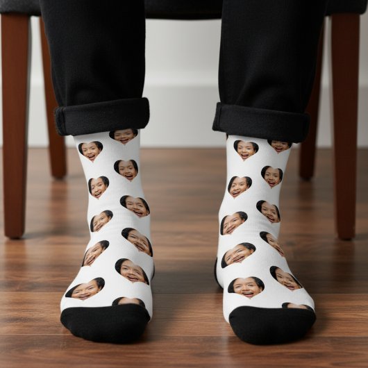 Hart Foto Grappig Grap Geschenk Valentijnsdag Wit Sokken