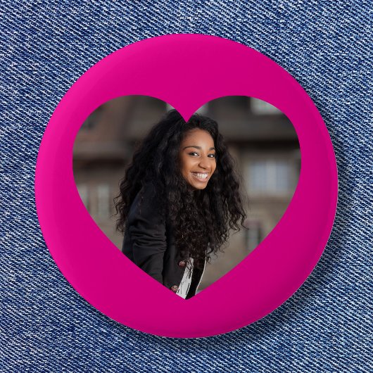 Hart Foto Heet Roze Ronde Button 5,7 Cm